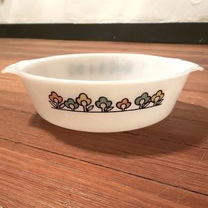 Fire King Summerfield Flowers Casserole Dish VTG Anchor Hocking